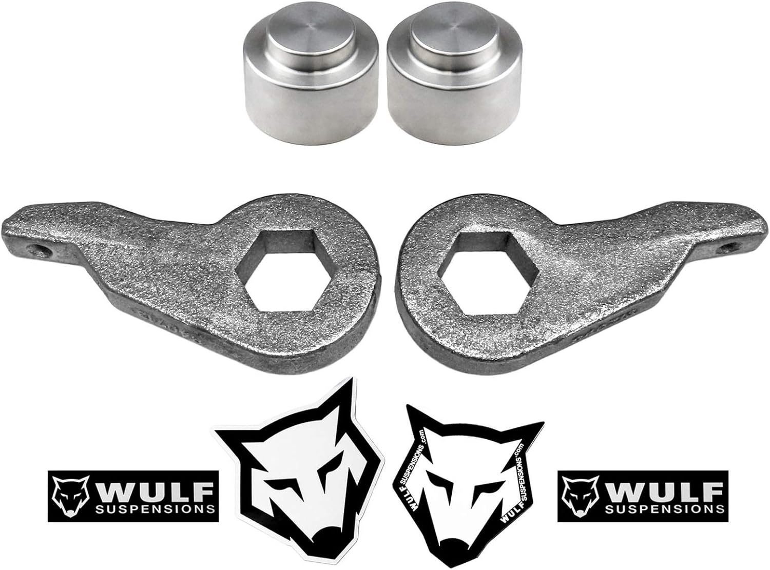Wulf 1-3" Front 2" Rear Leveling Lift Kit w/Torsion Keys & Coil Spacers compatible with 2000-2006 suv Chevy Tahoe gmc Yukon