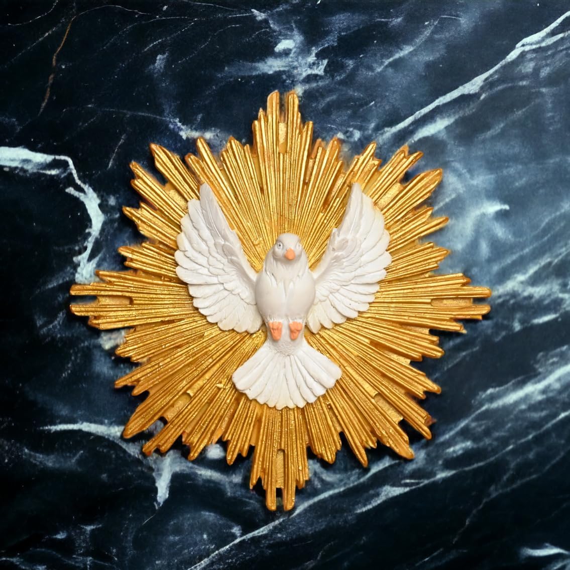 - KariGhar Resin Faith Dove Holy Spirit Wall Hanging Idol Perfect for Altar, Housewarming, Gifting and Decoration, Multicolor, 5 x 19 x 19 Cm