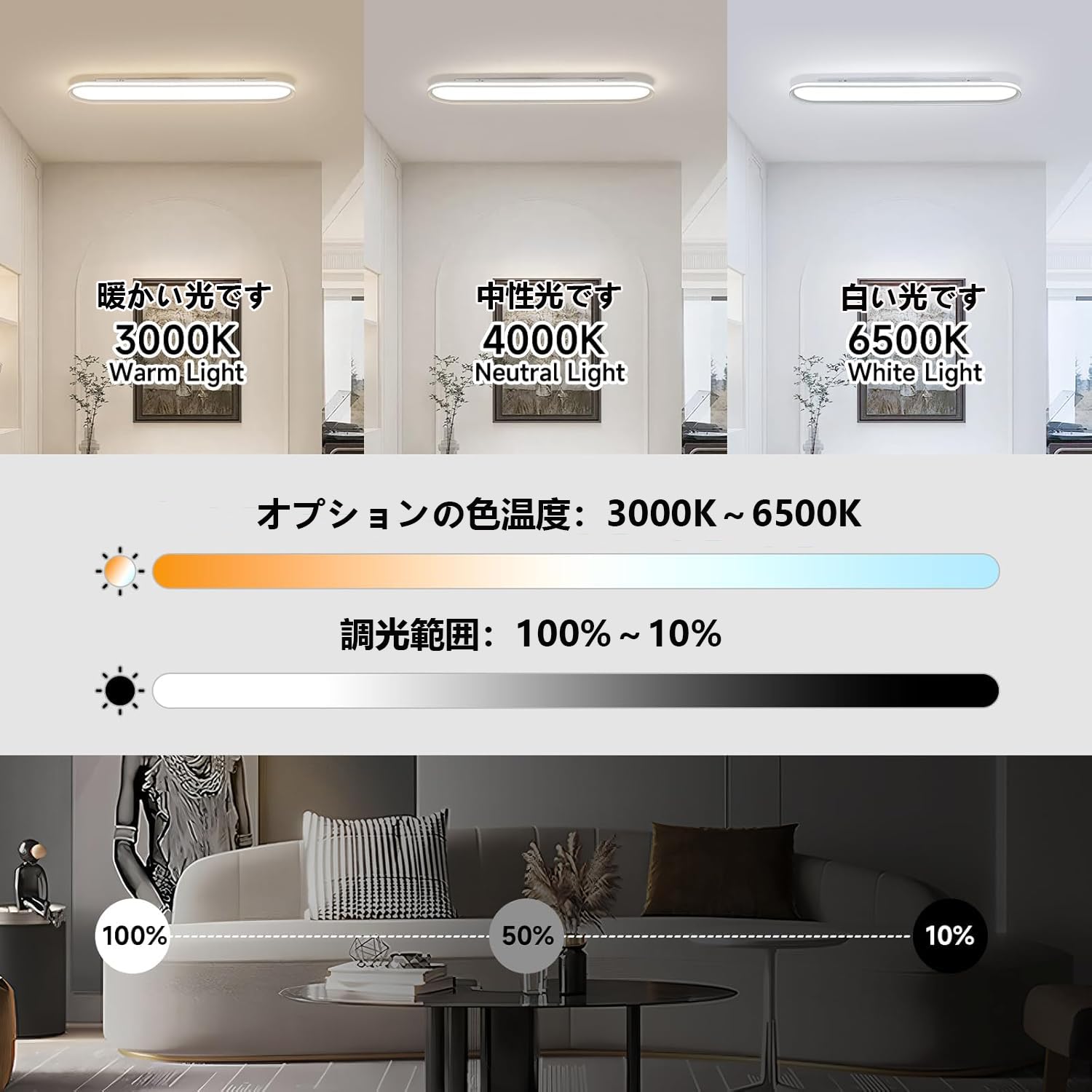 Amazon.co.jp : Wumaoxy 95cm 調光可能 メタルLEDシーリングライト