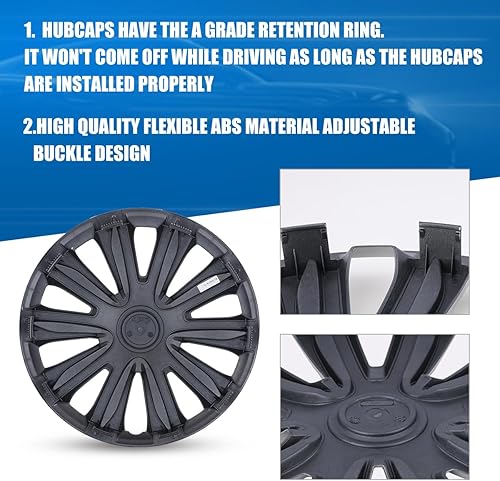 Miniatura 4 de Winjet Tapacubos universales de 14 pulgadas, juego de 4 tapacubos de repuesto de material ABS para automóvil, camión, SUV, camioneta (14 pulgadas,