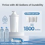 AQUA CREST CF06A Remplacement pour Filtre Brita®, Pitchers et Distributeurs d'eau BritaMD, Classic OB03, Mavea® 107007, et plus, NSF Filtre d'eau de Pitcher certifié, 1 Approvisionnement en filtres pour l'année, paquet de 6
