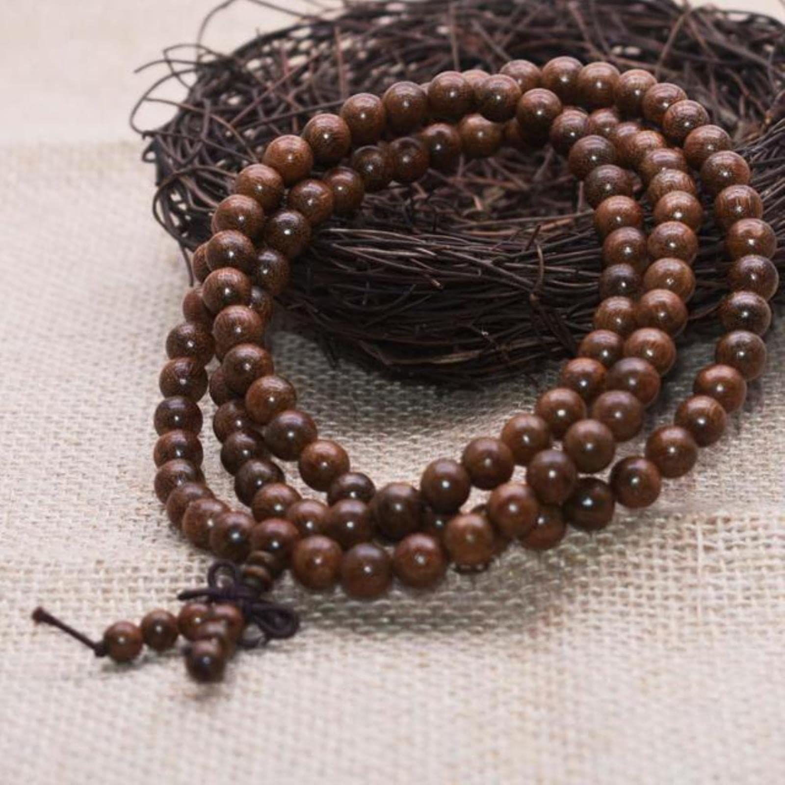 1 Stück Holz Sandelholz Gebetskette elastisches Armband Männer Schmuck afrikanischer Buddha Holzperlen Armband Perlen-8 mm 108 Stück