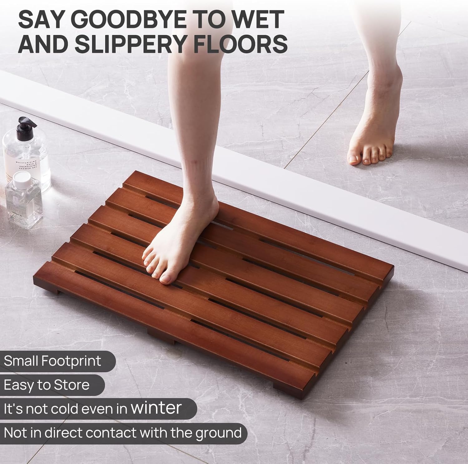 Bath Mat for Shower, Wooden Floor Mat for Bathroom,Non-Slip | Heavy Duty, Shower Mat for Indoor Outdoor