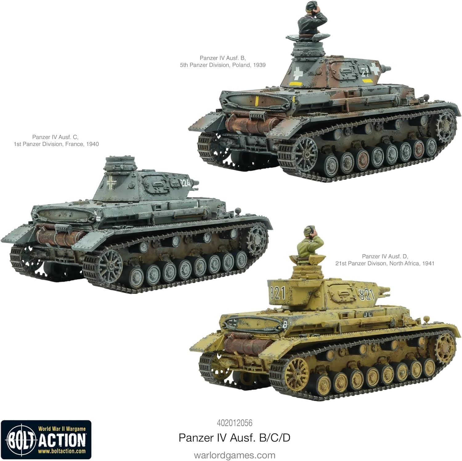 Wargames Delivered - Warlord Games Bolt Action WWII Panzer IV Ausf. B/C/D Tank 1:56 Military Table Top Wargaming Plastic Model Kit for Adults
