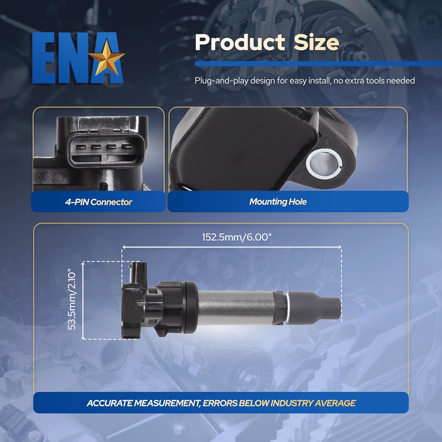 ENA Set of 8 UF564 Ignition Coil Pack Compatible with V8 4.4L 4.6L 2004 2005 2006 Buick Lucerne Cadillac DeVi1le Seville DTS SRX STS XLR 2004-2006 4.4 4.6 coil packs for 12594176