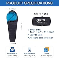 Vista 2 de Down Sleeping Bag for Adults, 0°F 10°F 15°F 20°F 600 Fill Power Mummy Lightweight Compact Cold and Warm Weather Backpacking Sleeping Bag for Camping