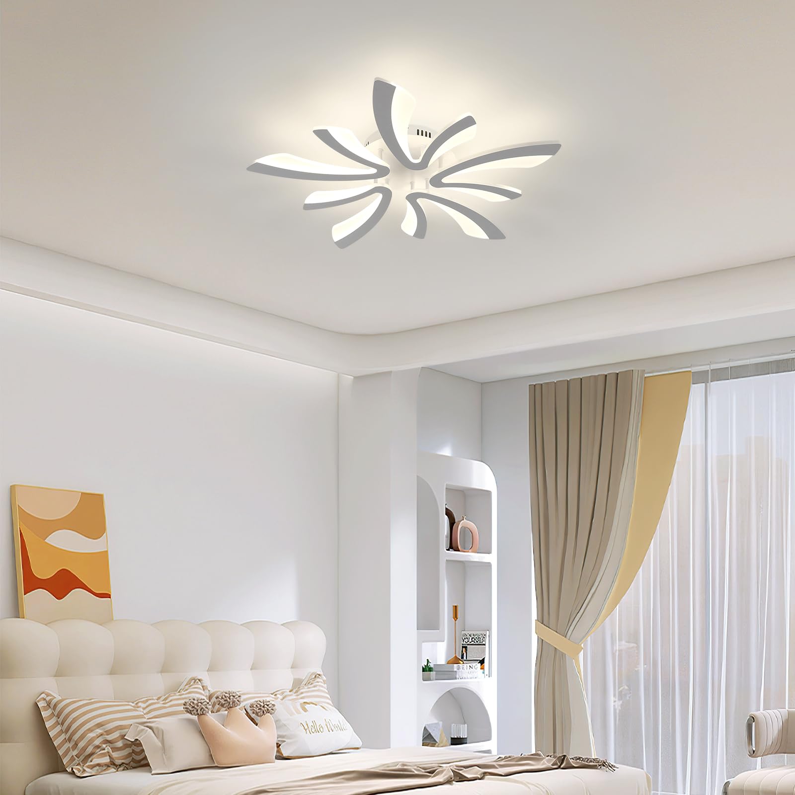 Comely Plafoniera da soffitto LED moderna 50W, 5625LM. Design elegante a cinque teste in acrilico e ferro, ideale per soggiorno, camera da letto o sala da pranzo. Luce naturale 4500K, bianco, 70cm
