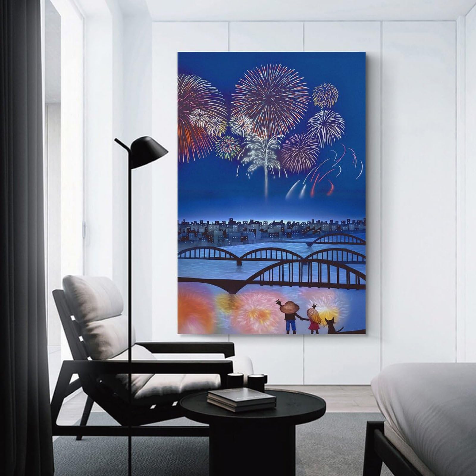 Amazon.co.jp: 藤城清治 花火の想い出 絵画 ポスター 工芸品の装飾品