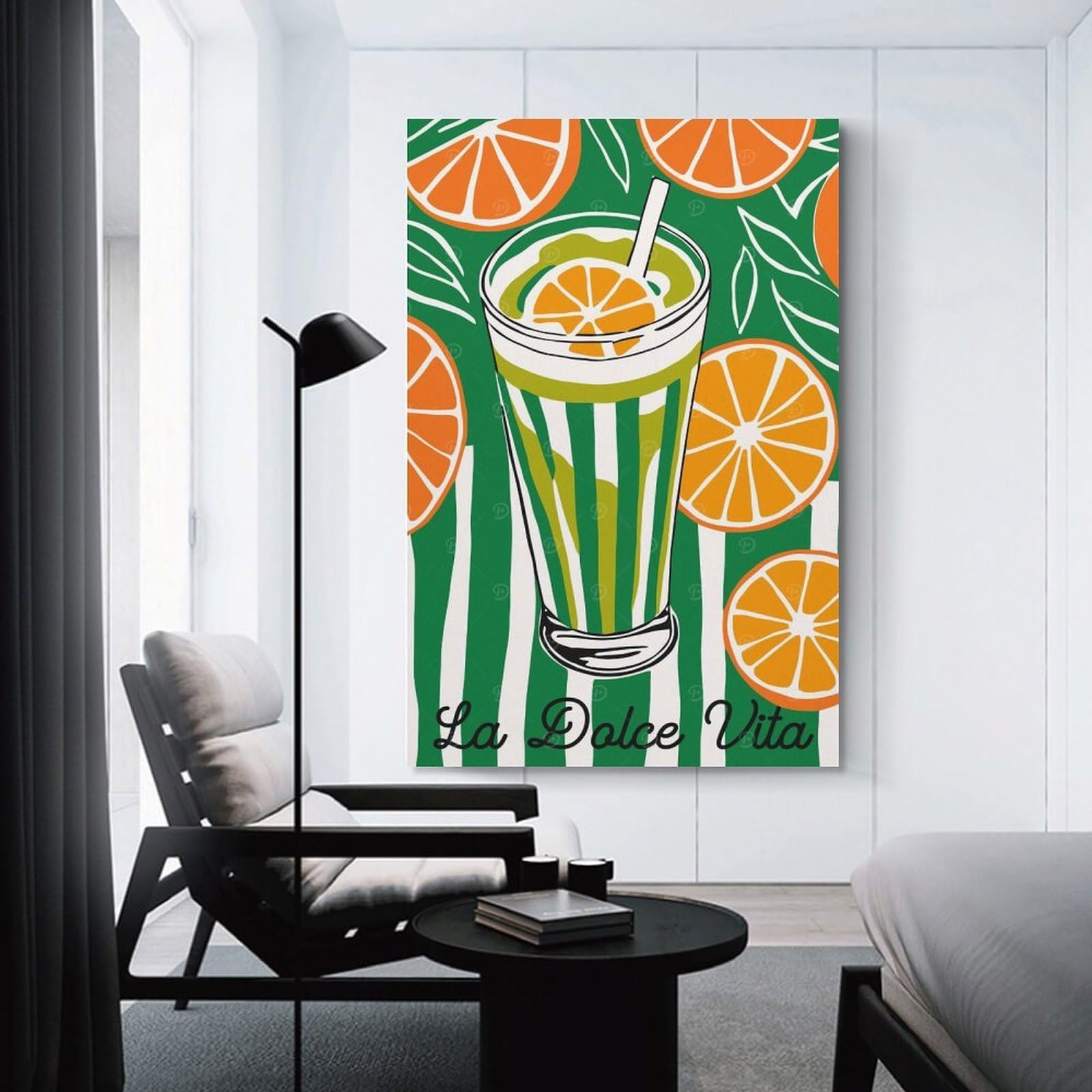 Junmoney Decorative Wall Artwork Green Italian Drink Art, 12x18inch(30x45cm), for Living Room, Lounge Or Sitting Room, Modern Wall Decor for Cosy Interiors