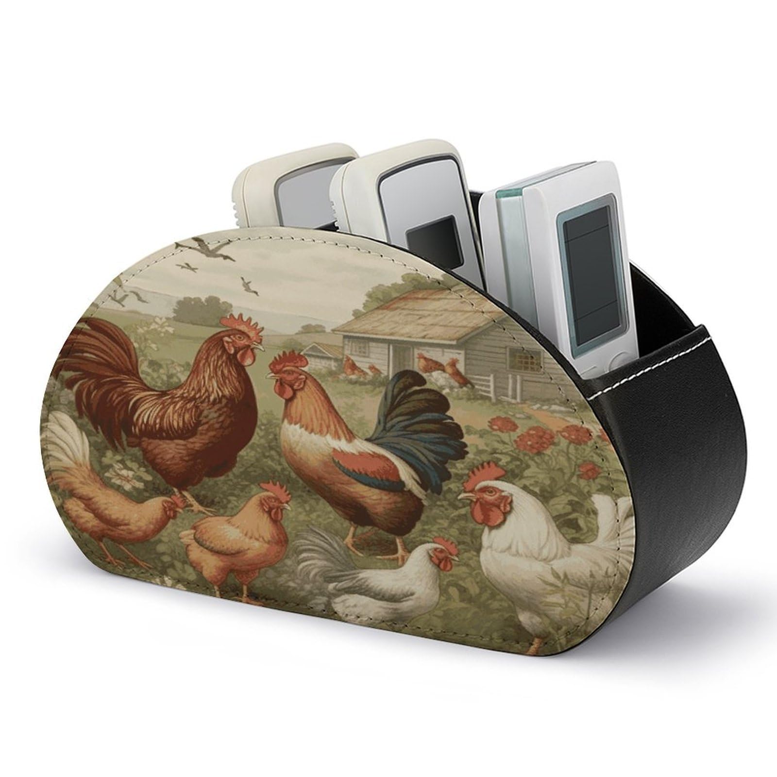 Btcowzrv Style Chickens And Farm Remote Control Holder With 5 Compartments