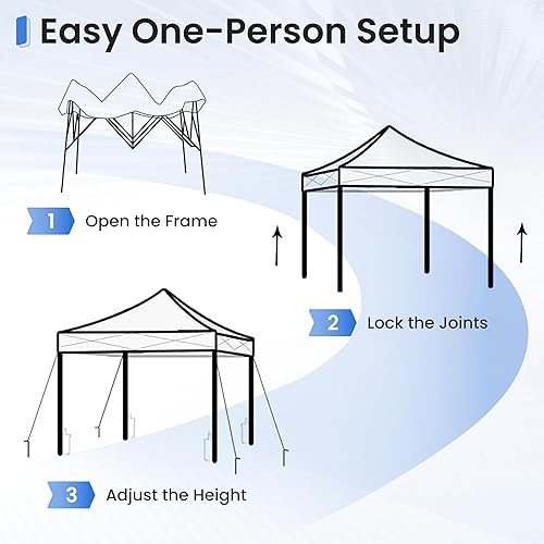 Miniatura 3 de Toldo desplegable para tienda de campaña de refugio instantáneo, parasol portátil para exteriores (azul claro, 10 x 10 pulgadas con paredes