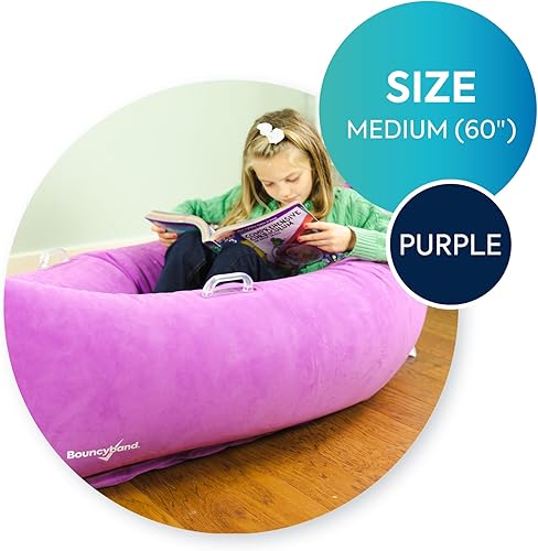 Vista 17 de Bouncyband - Silla sensorial Peapod mediana y cómoda, color azul de 60 pulgadas, divertida y inflable que proporciona alivio sensorial terapéutico