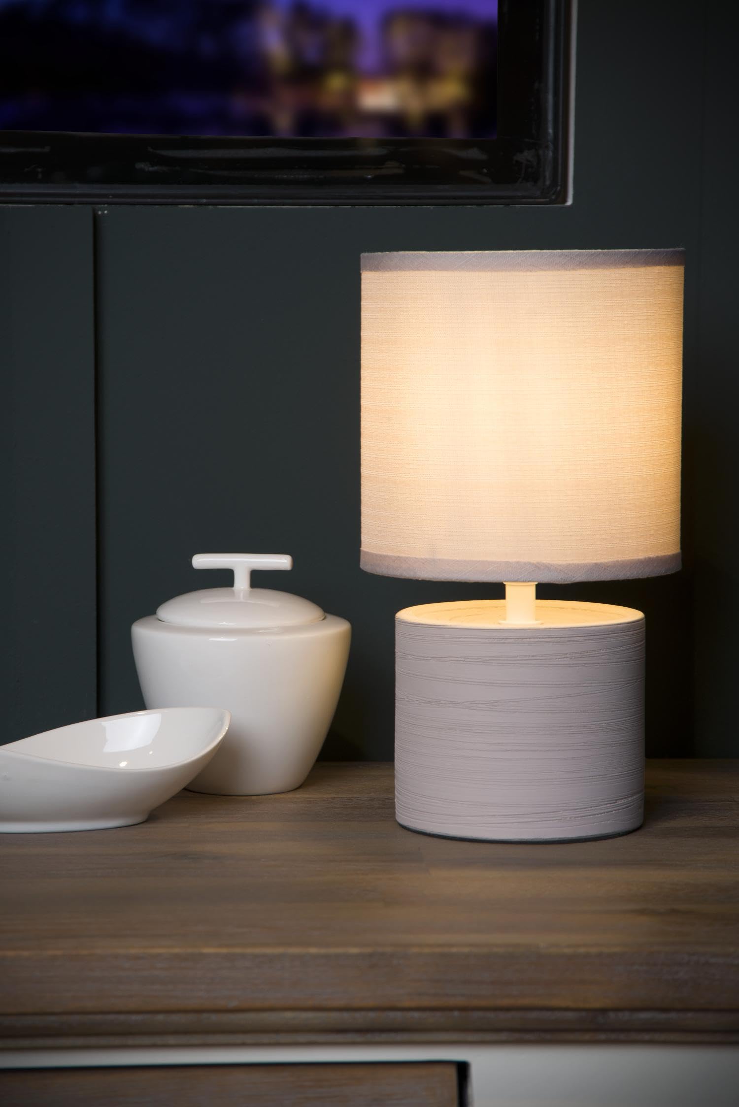 LUCIDE GREASBY - Lampe de table - Ø 14 cm - 1xE14 - Crème