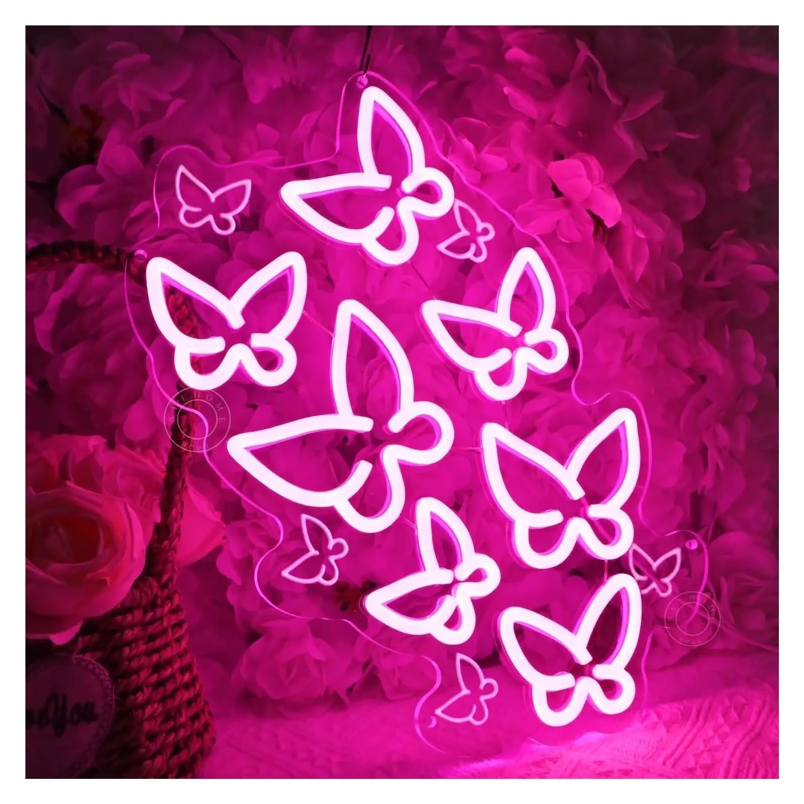Lumières néon décoratives pour rose pour papillon LED USB dimmable