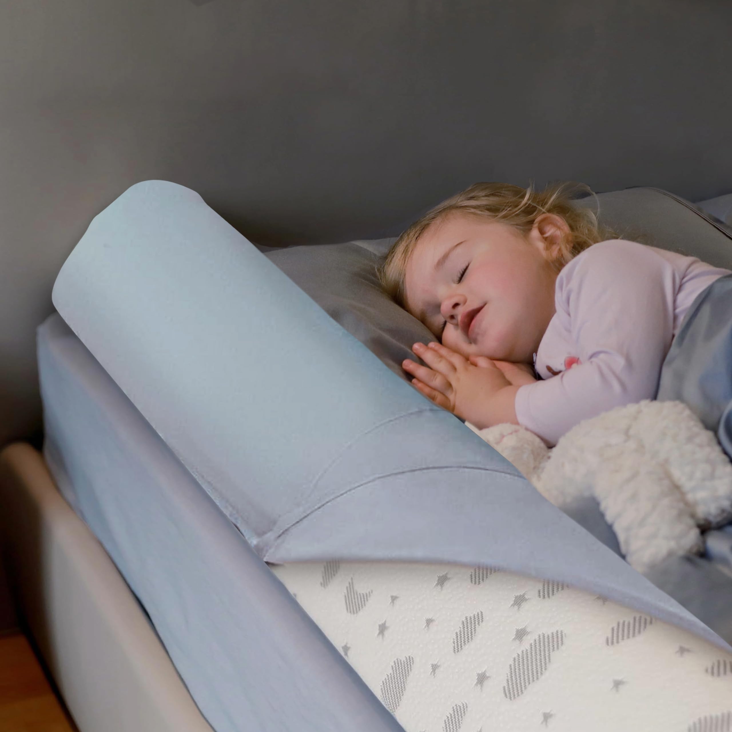 ComfyBumpy Bed Bumper for Toddlers 52" x 5" – Foam Rail Guard with Non-Slip Stability | Safer & More Secure Convex Design | Fits Twin, Full, Queen & King Mattresses