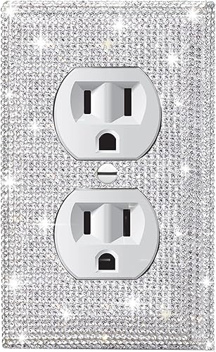 Miniatura 15 de Gaocai 1 pieza de placas de interruptor de diamantes de imitación brillantes plateadas y cubiertas de enchufes Placas de pared Cubierta