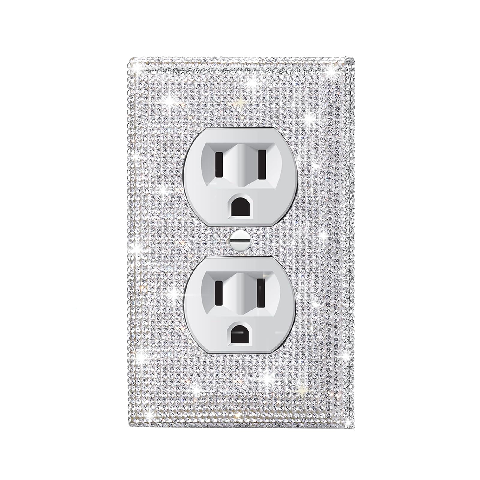 Gaocai 1 PC Shiny Silver Rhinestones Outlet Covers Wall Plates Light Switch Cover Plate Rhinestones Outlet Plate Decorative Outlet Cover Outlet Switch