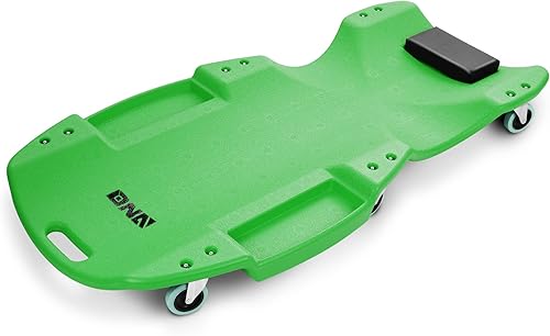 Miniatura 20 de DNA MOTORING Enredadera de plástico de perfil bajo de 40 pulgadas con reposacabezas acolchado, bandejas de herramientas y 6 ruedas, verde