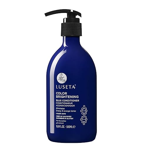Luseta Acondicionador de color azul iluminador para morenas y tonos naranja cobrizos, acondicionador de rutina para el cuidado del cabello para