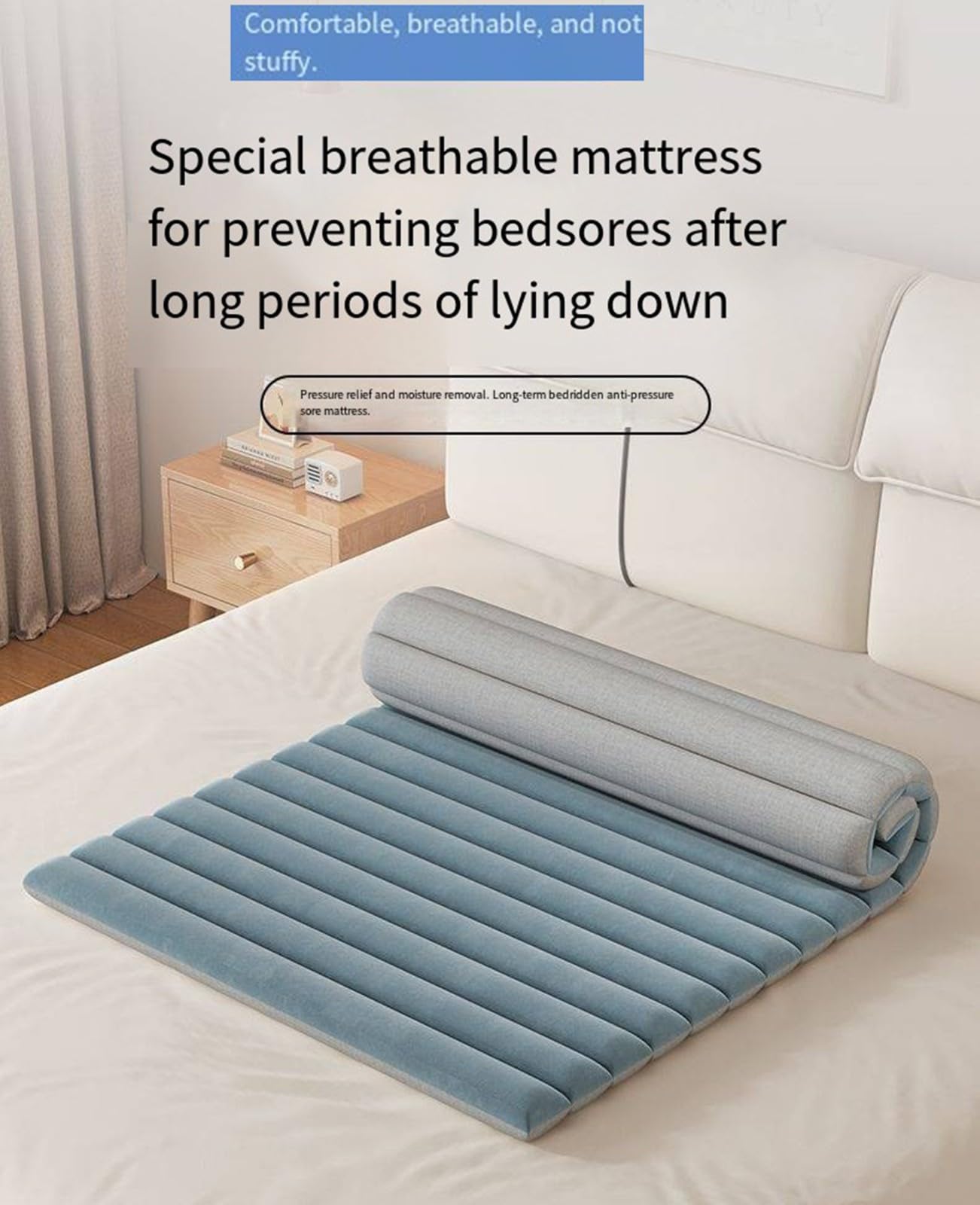 Coussin Anti Escarres Fessier Médical Personnes Âgées Handicapées,Matelas À Pression Alternée Pour Patients Alités De Longue Durée,Matelas Anti-Pression,Matelas Soins Hospitaliers C,L120×W70cm