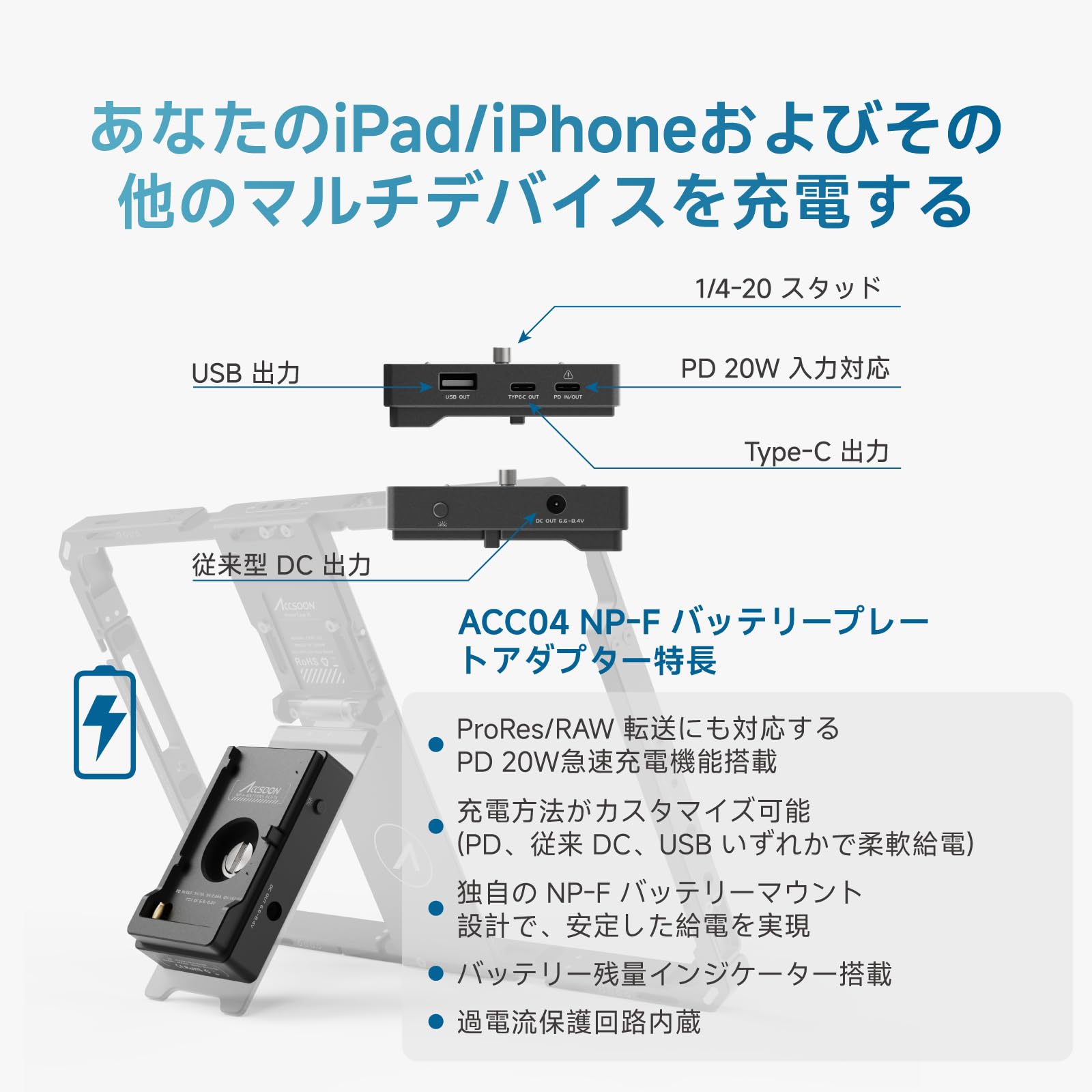 Amazon | Accsoon PowerCage II iPad 7/8/9/10/11 代・Air 3/4/5/6/7