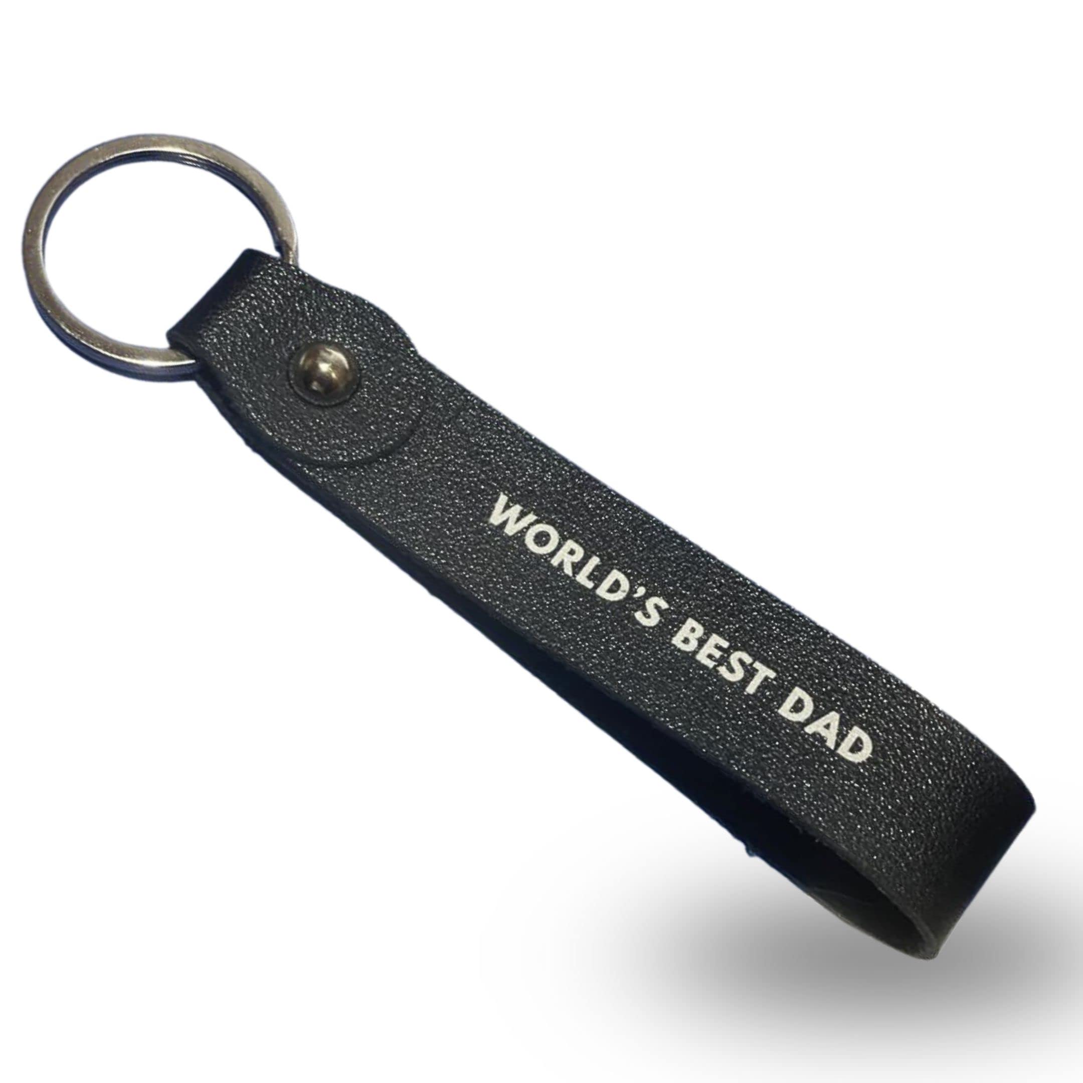 AKH® Father's Day Faux Leather Keyring | Dad's Day Keychain Gift for Dad Stepfather | Birthday or Christmas Present (World's Best Dad)