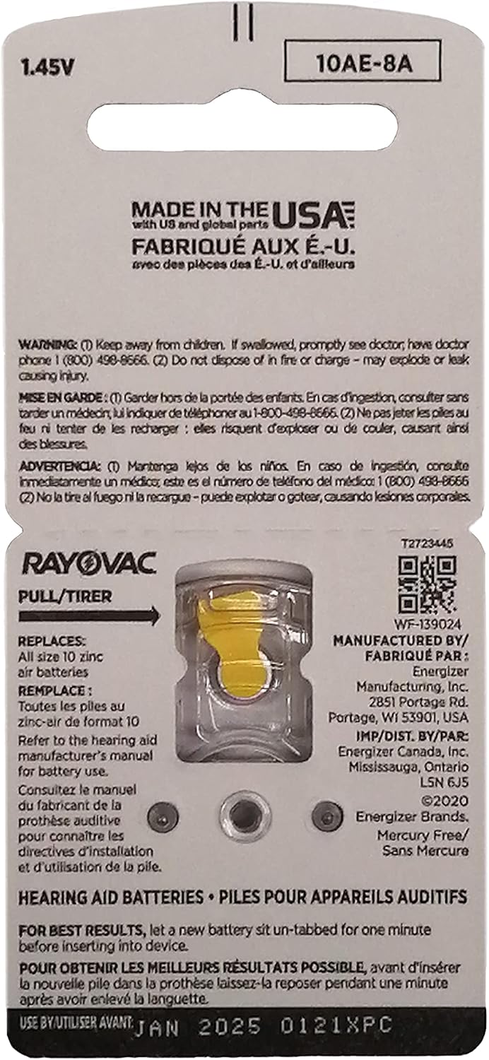 Rayovac Extra Hearing Aid Batteries, Size 10 (80 Total Batteries)