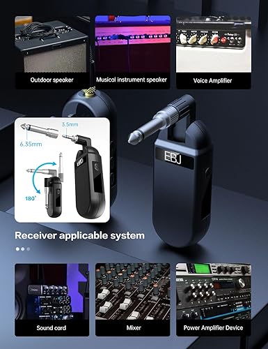 Miniatura 9 de EBJ Sistema de micrófono de saxofón UHF inalámbrico, micrófono de instrumento de clip, saxofón y trompeta, ecualizador preestablecido y nivel de eco