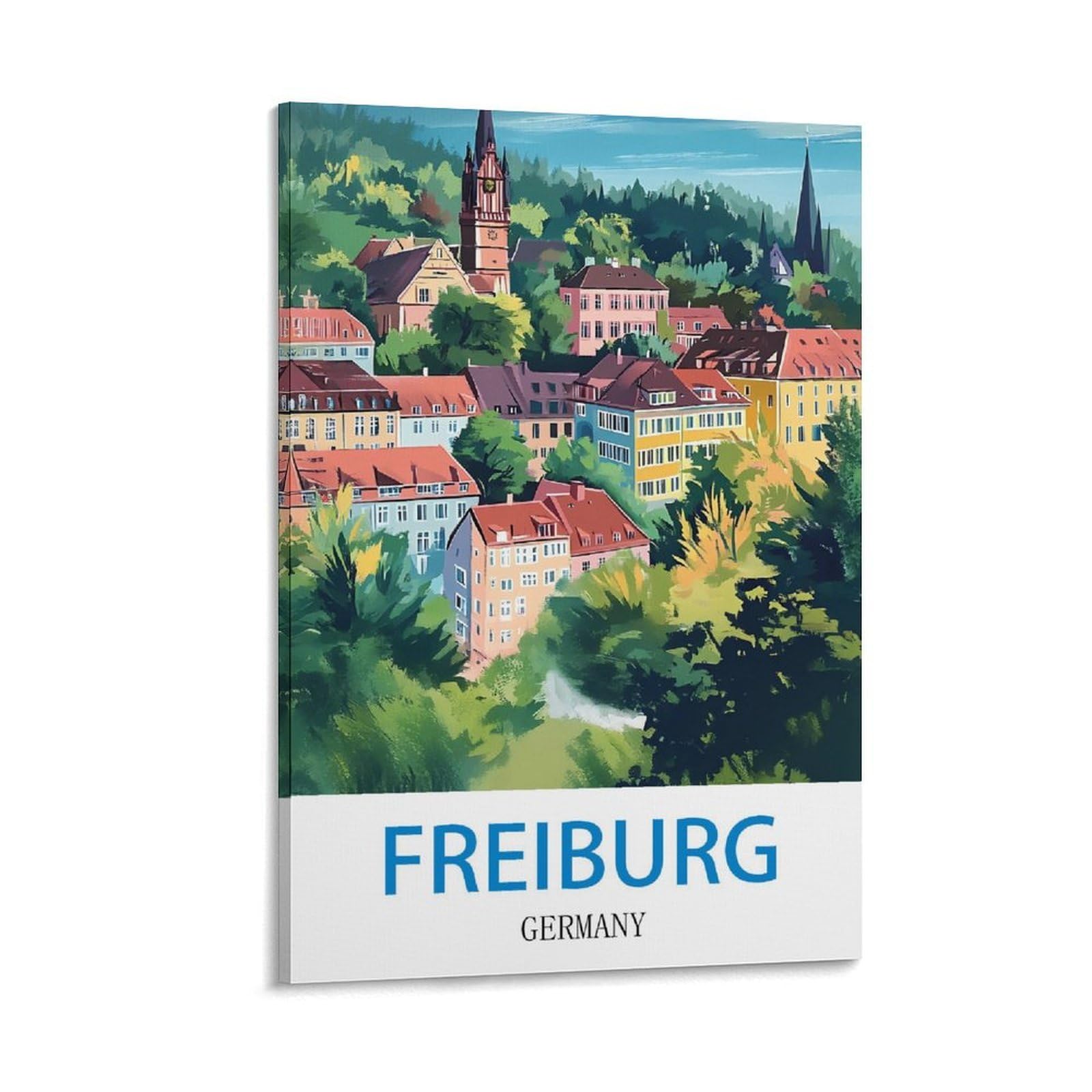 WHCHEEH Freiburg Germany Vintage Travel Posters 08x12inch(20x30cm) Canvas Art Print Wall Art Decor Picture