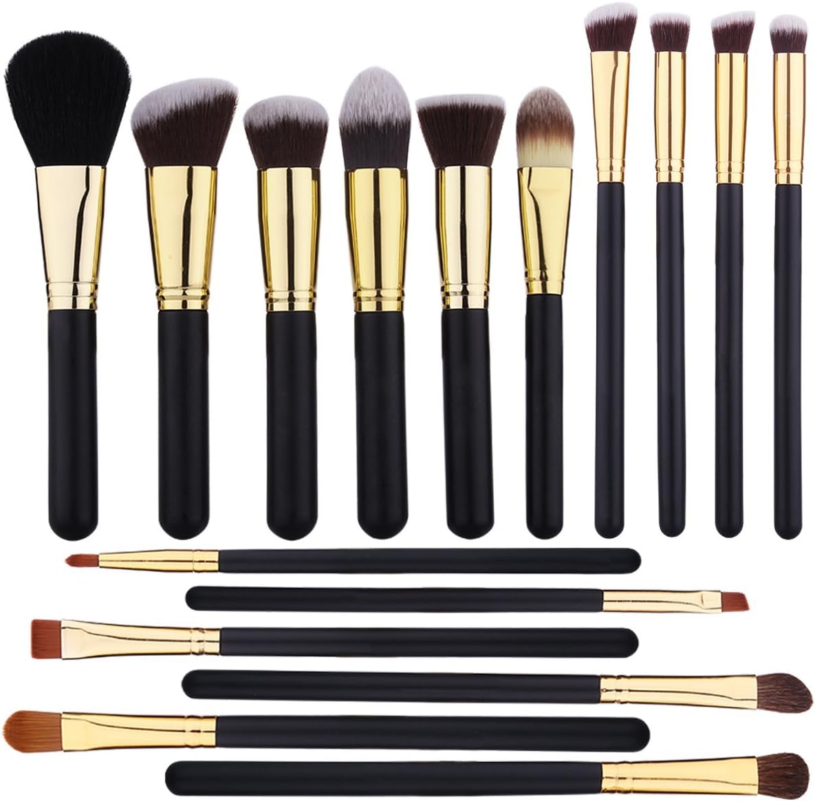 9PCS Makeup Brushes EMOCCI Professional Make Up Brush Premium Synthetic Brithles for Face Powder Blush Foundation Blending Eyeshadow Concealer Cosmetic Brush Set Kits(9pcs Gold Black)