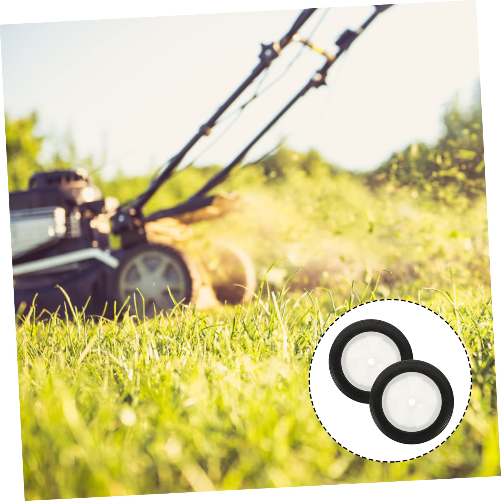 Ruedas de Repuesto para Cortacésped 7 Pulgadas, 2 Piezas | Goma y Pp, Negro, Rotación Flexible y Silenciosa, para Cortacésped y Carretilla