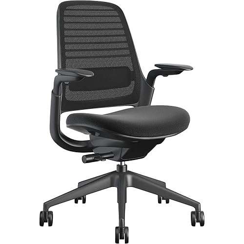 Steelcase Series 1 Office Chair - Ergonomic Work Chair with Wheels for Carpet - Helps Support Productivity - Weight-Activated Controls, Back & Arm Support - Easy Assembly - Licorice