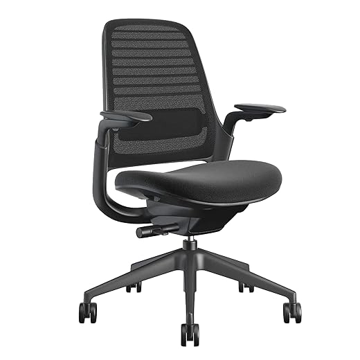 Steelcase Series 1 Office Chair - Ergonomic Work Chair with Wheels for Carpet - Helps Support Productivity - Weight-Activated Controls, Back Supports & Arm Support - Easy Assembly - Licorice
