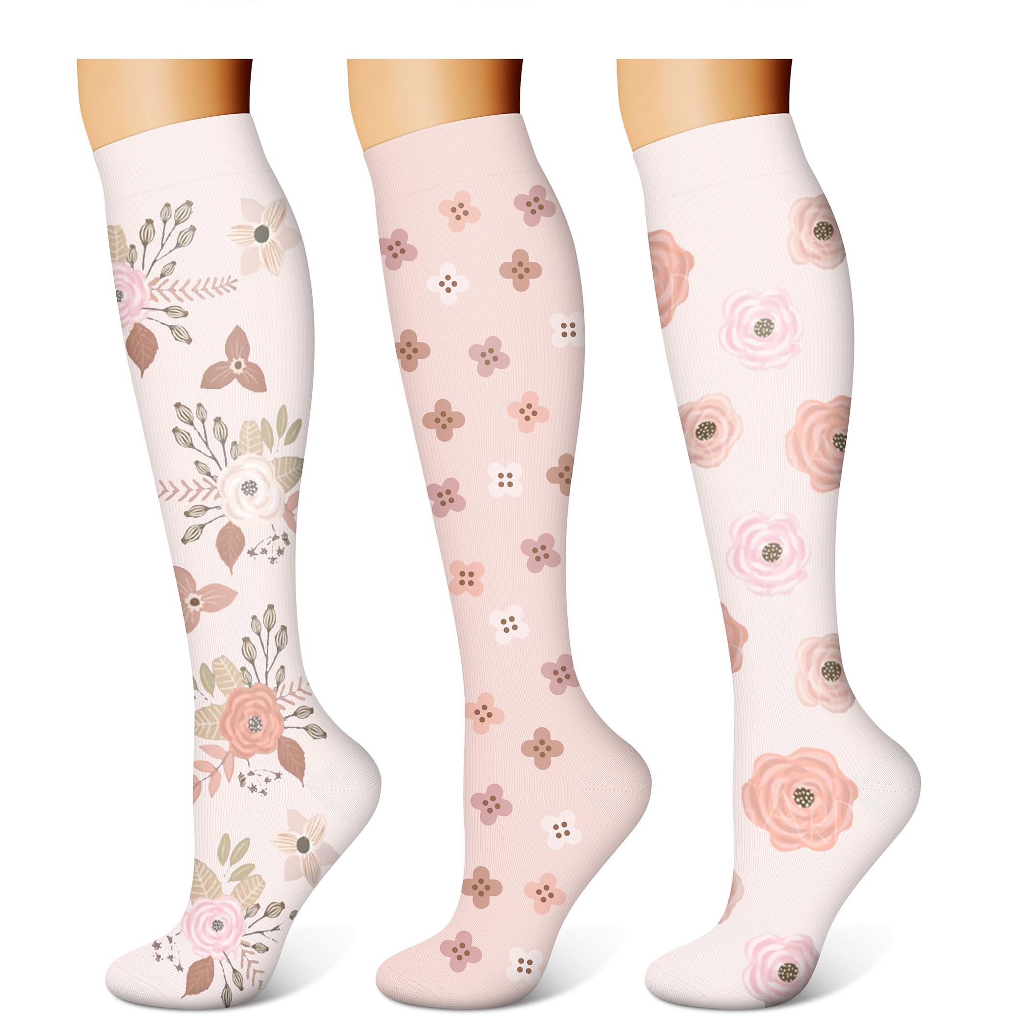 WITHYOU 3 Pairs Compression Socks for Women & Men 15-20 mmHg,Best Support for Nurses Running Hiking