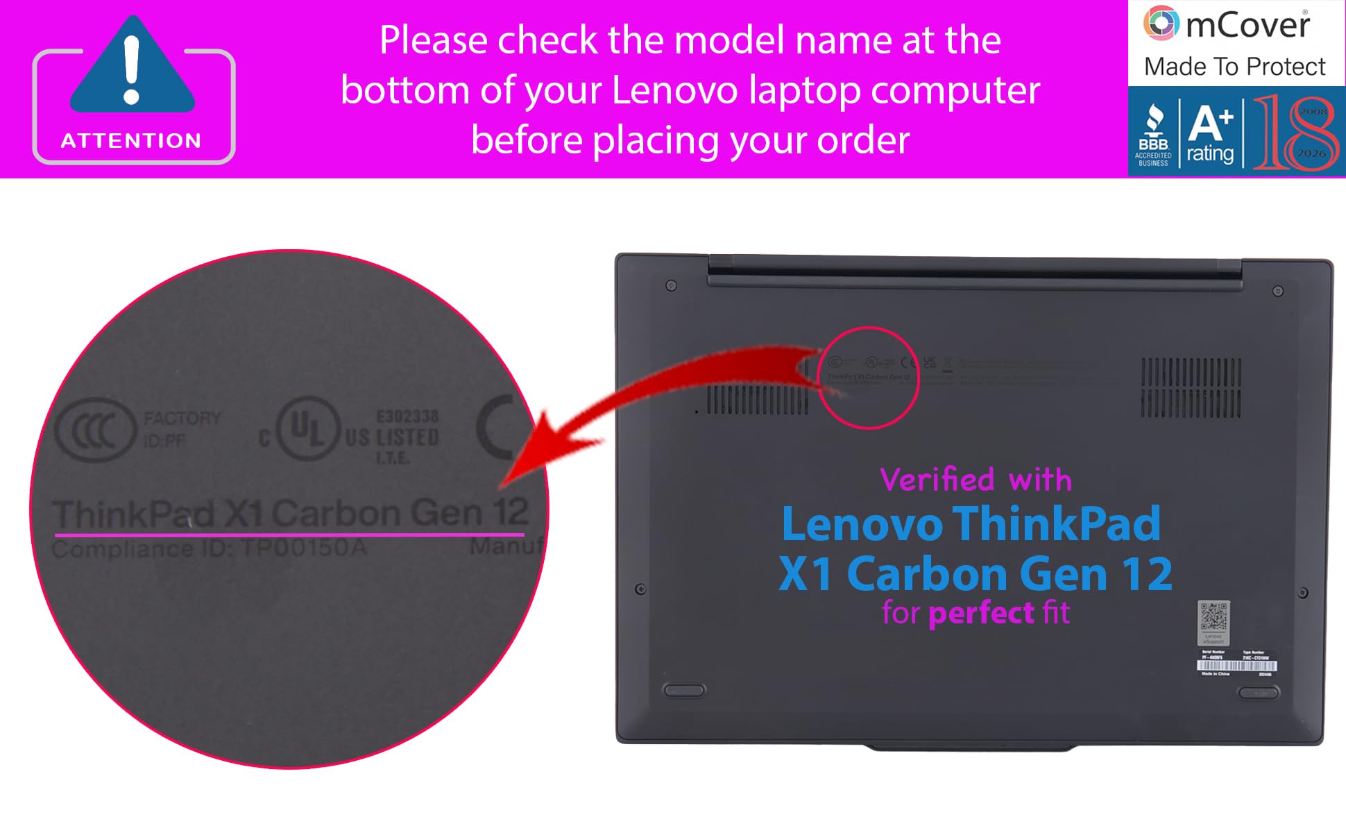 mCover Custodia rigida compatibile solo per notebook Lenovo ThinkPad X1 Carbon Gen 12/13 da 14" 2024-2025 (con cerniera a 180 gradi, non compatibile con altri modelli Lenovo) - Trasparente