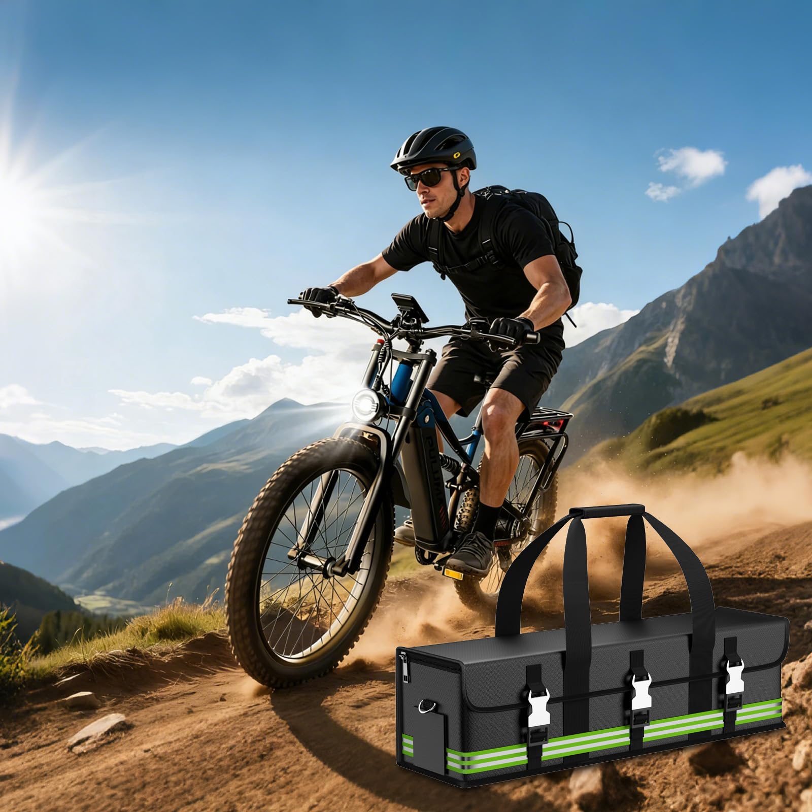 ENGPOW Lipo Safe Bag,Feuerfeste Ebike Akkutasche zum Laden und Aufbewahren | 8 Schichten Brandschutz Explosionsgeschützte Akku Tasche,50x16x16cm Verbessert LiPo Bag,E-bike Akku Schutzhülle