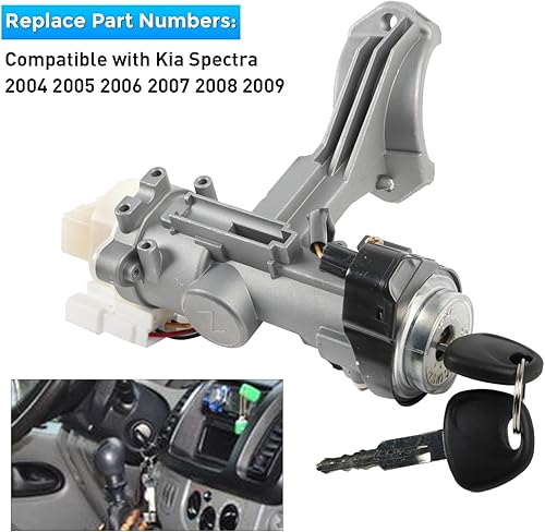 Miniatura 3 de Conjunto de interruptor de cilindro de bloqueo de encendido con juego de llaves compatible con Kia Spectra 2004 2005 2006 2007 2008 2009
