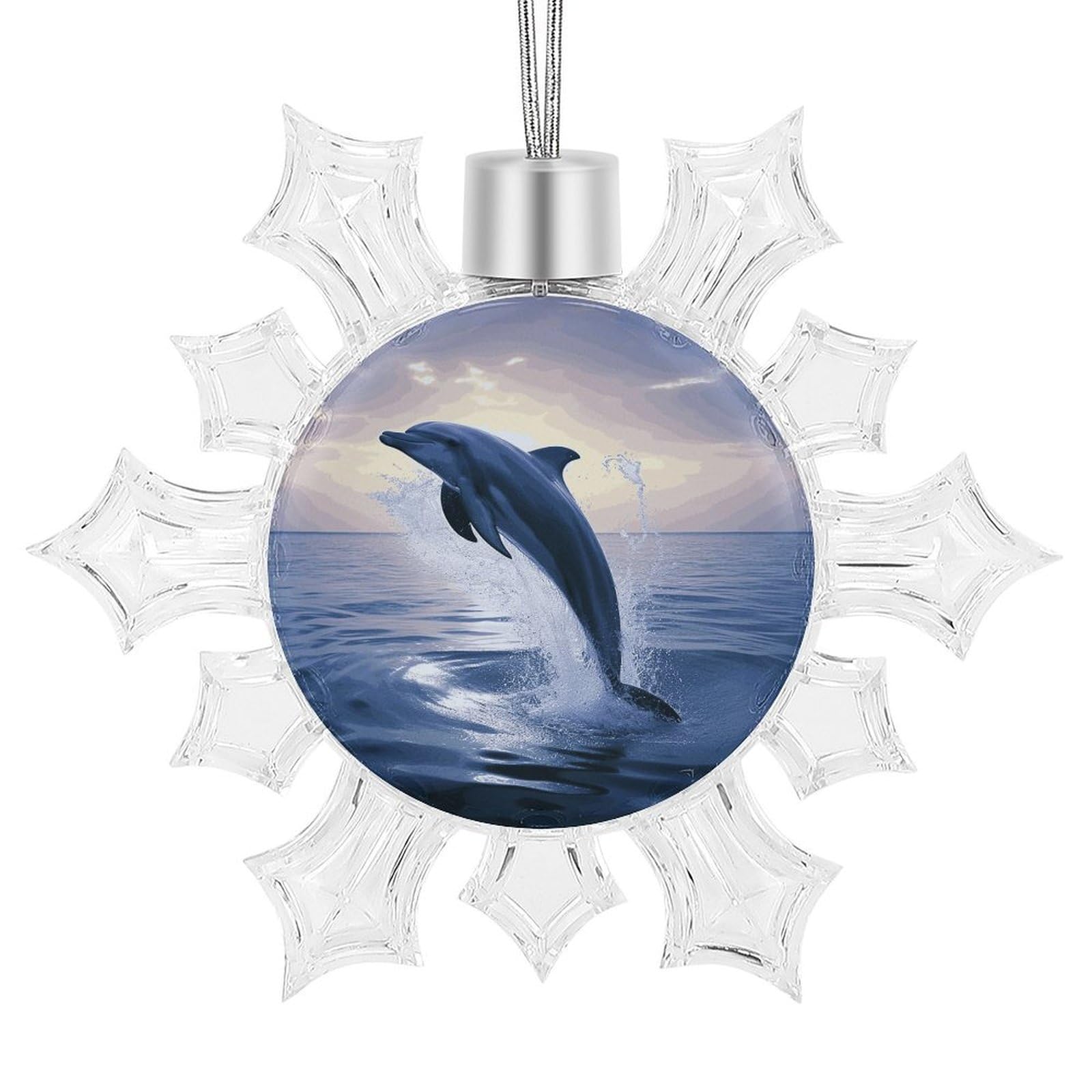 Elegant Dolphin Snowflake Ornaments Cute Snowflake Pendant Exquisite Christmas Tree Ornaments for Christmas Weddings New Year Birthday Holiday Celebration
