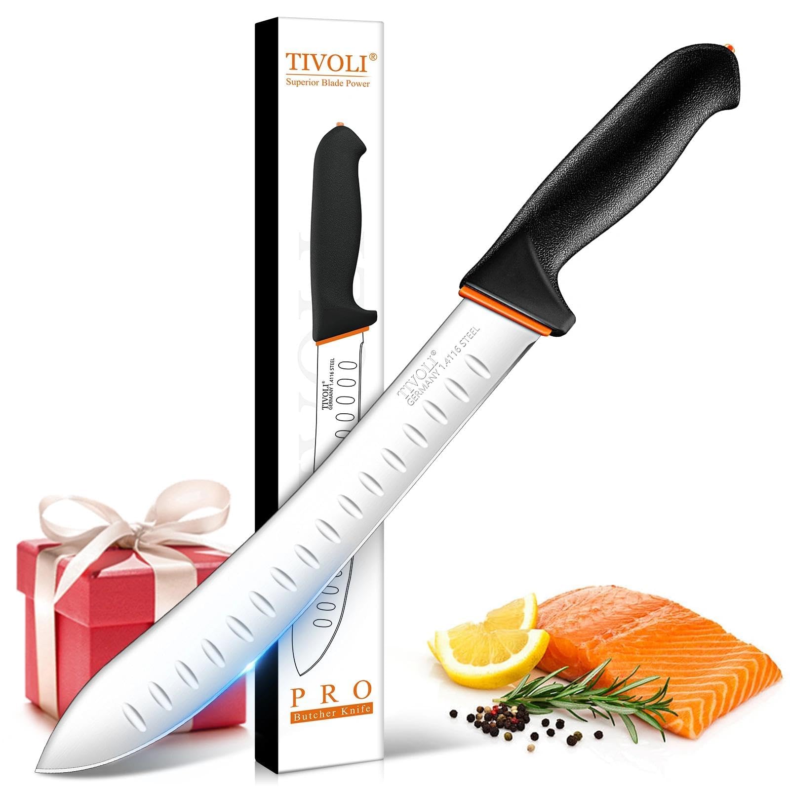 TIVOLI Bullnose Knife 10 Inch - Butcher Knife with Non-Slip Softgrip