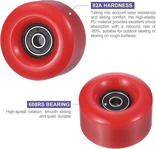 Miniatura 10 de PATIKIL Paquete de 8 ruedas de patinaje de 2.283 in x 1.260 in con rodamiento ABEC-9, ruedas de patinaje de poliuretano 82A y 2 topes de dedos para
