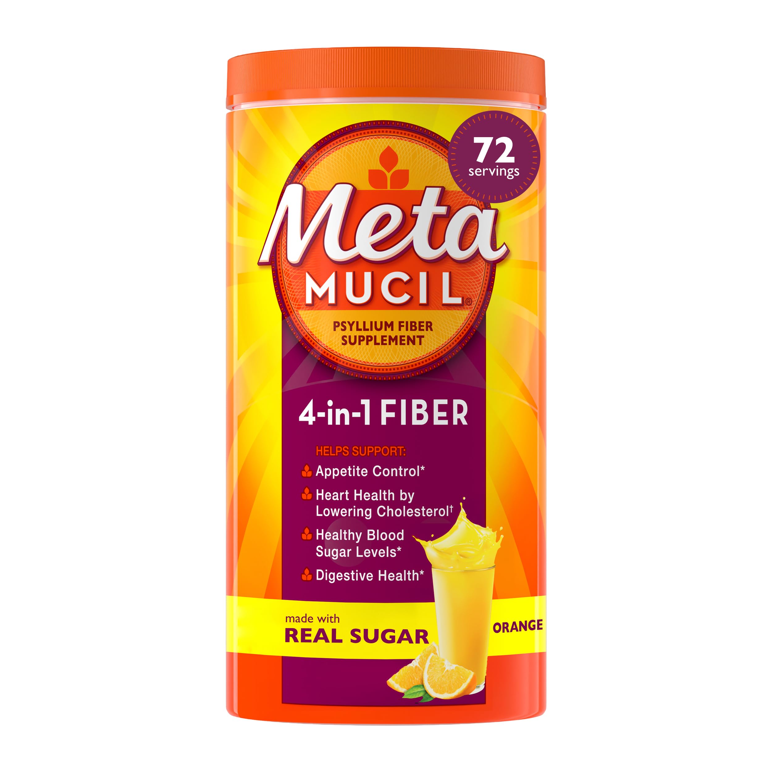 Metamucil Smooth Texture Orange Flavor Powder - 72 Doses
