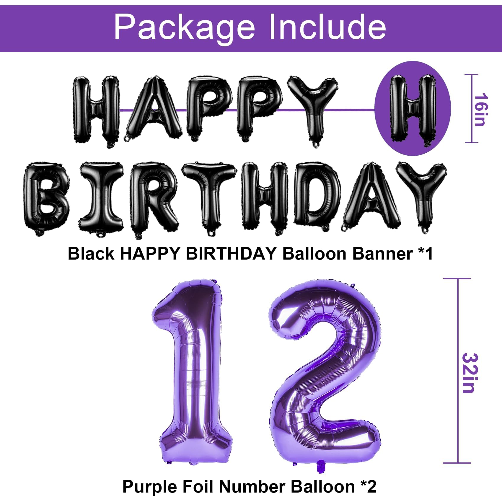 Confetti Balloon Kit Purple 12th Birthday Party Decorations Kit - 40 ...