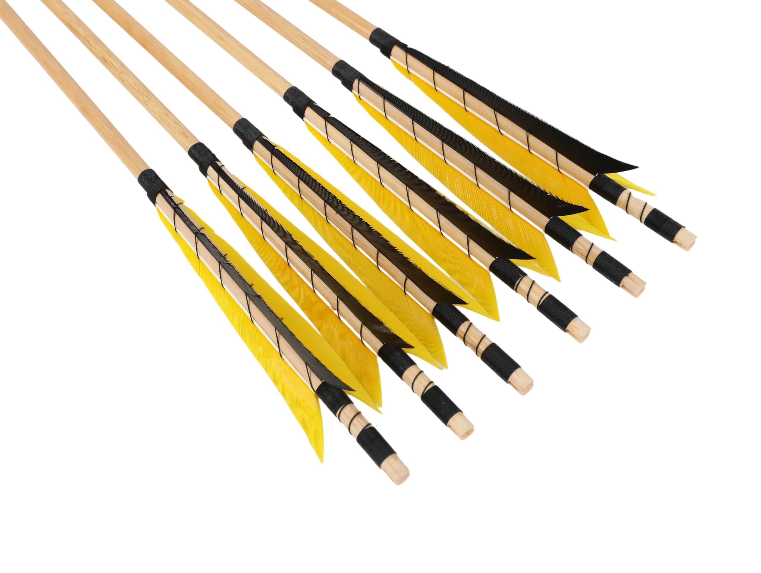 31" Frecce in Legno,realizzate a Mano in Modo Tradizionale con Piuma di Tacchino da 5”,Asta in Legno da OD 8mm,frecce da Caccia per Arco Lungo/ricurvo