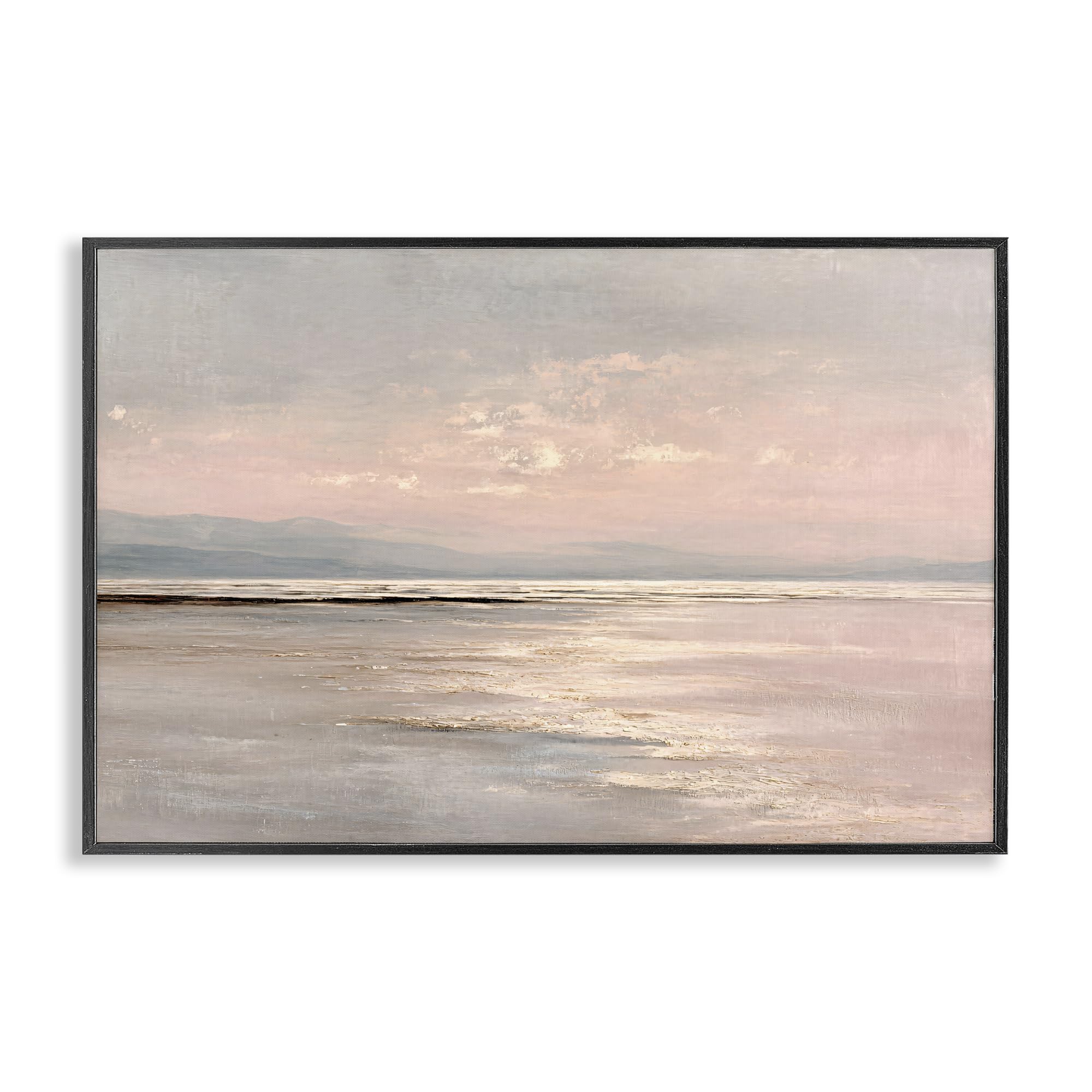 Stupell Industries Midnight Black (Textured) 'Vast Blush Seascape'| Framed Giclee Art
