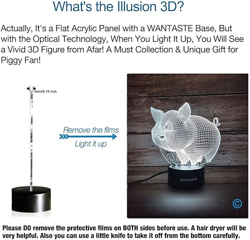 Miniatura 4 de Lámpara de decoración 3D de cerdo con control remoto, juguetes para habitación de niñas y niños, luz nocturna, regalos para niños y bebés