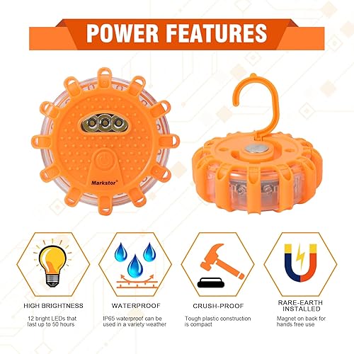 Miniatura 3 de Paquete de 8 luces LED de emergencia para carretera, 9 luces LED ámbar de seguridad, luz de advertencia para vehículo, paquete de 8 balizas con un