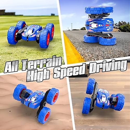 Miniatura 6 de SoloGood STEMTRON - Coche de acrobacias a control remoto de 2.4 GHz, 4 WD, doble cara, rotación de 360, con luces, vehículo, camión, exterior,