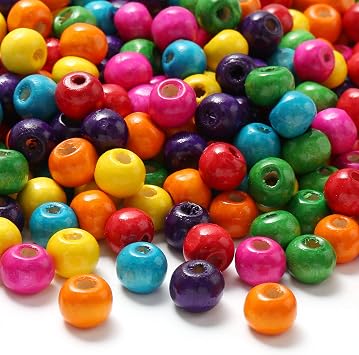 1000 Pcs Colourful Wooden Beads 8mm Wooden Spacer Bead Kit | Assorted Colored Round Wooden Loose Beads with Drilled Holes for DIY Jewellery, Handmade Ornaments Making Color-8mm