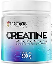 Creatina Micronizada Monohidratada Creatine 5g Por Dose Pote 300g 100% Pura 5000mg Auxilia no Aumento do Desempenho Físico Durante Exercícios Repetidos de Curta Duração e Alta Intensidade - Spartacus