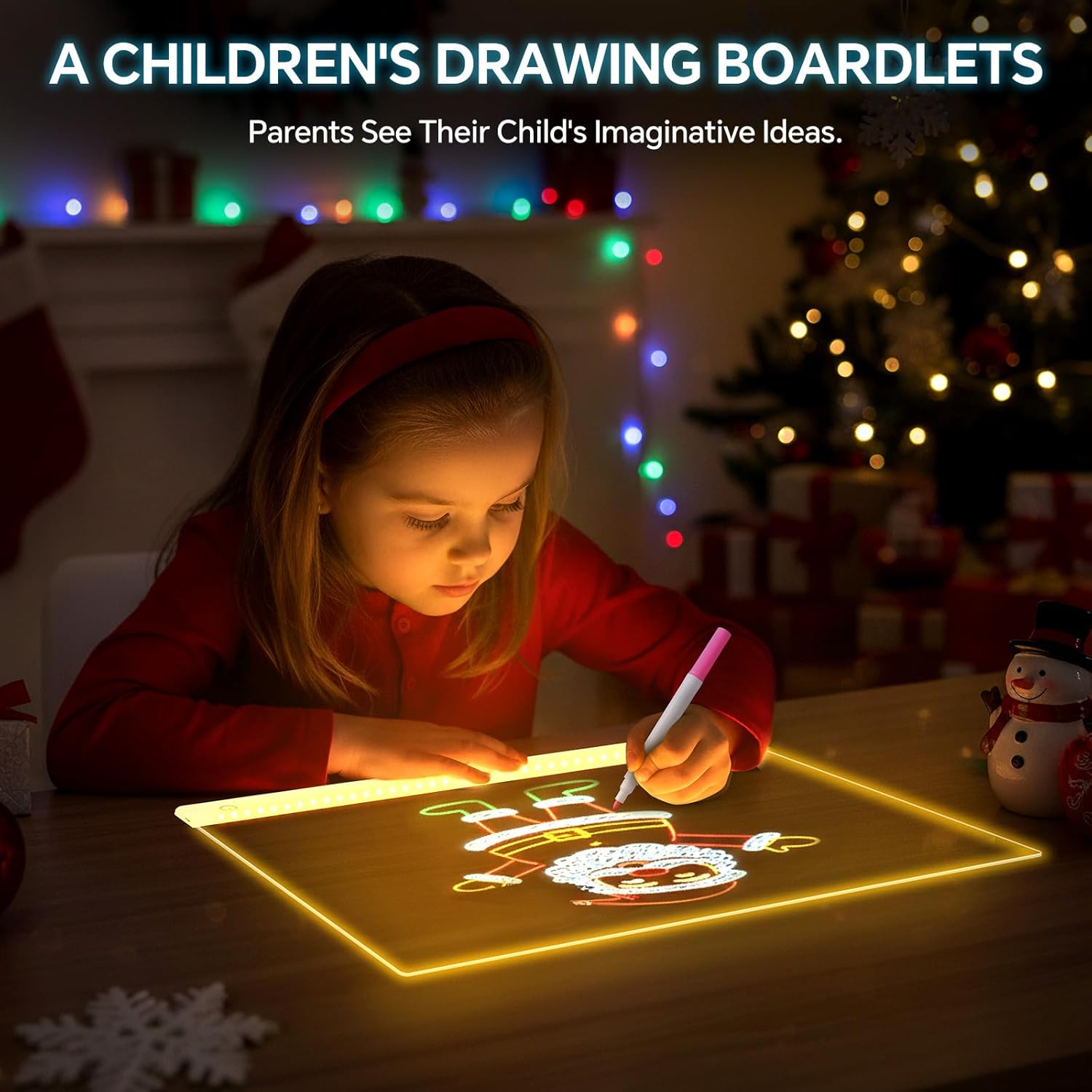 Doodle Glow Board13.7X 10 – LED Noteboard with Colors for Kids, Lighted Drawing Board with 4 Modes-7 Colors, Perfect for Room Décor(White 2 Pack)